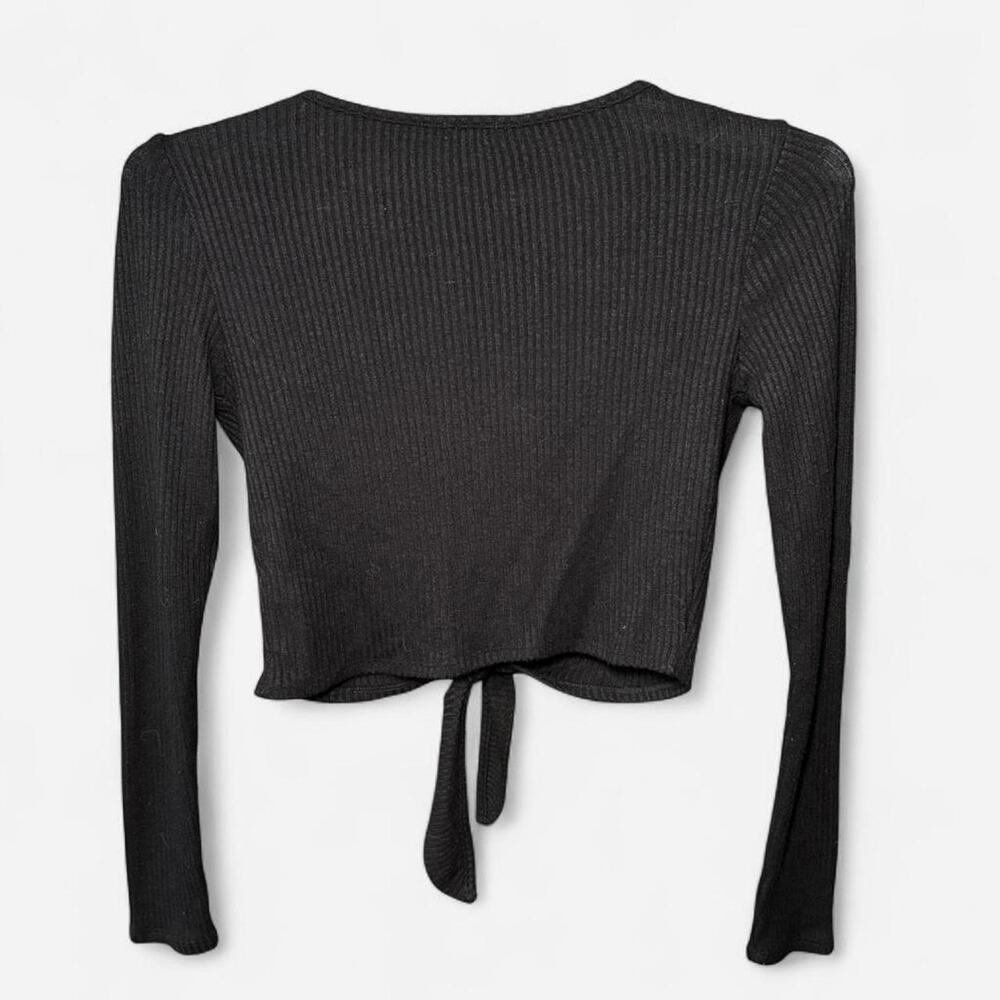 GARAGE Women's XS Black Ribbed Crop Top Casual Knit - Picture 6 of 8